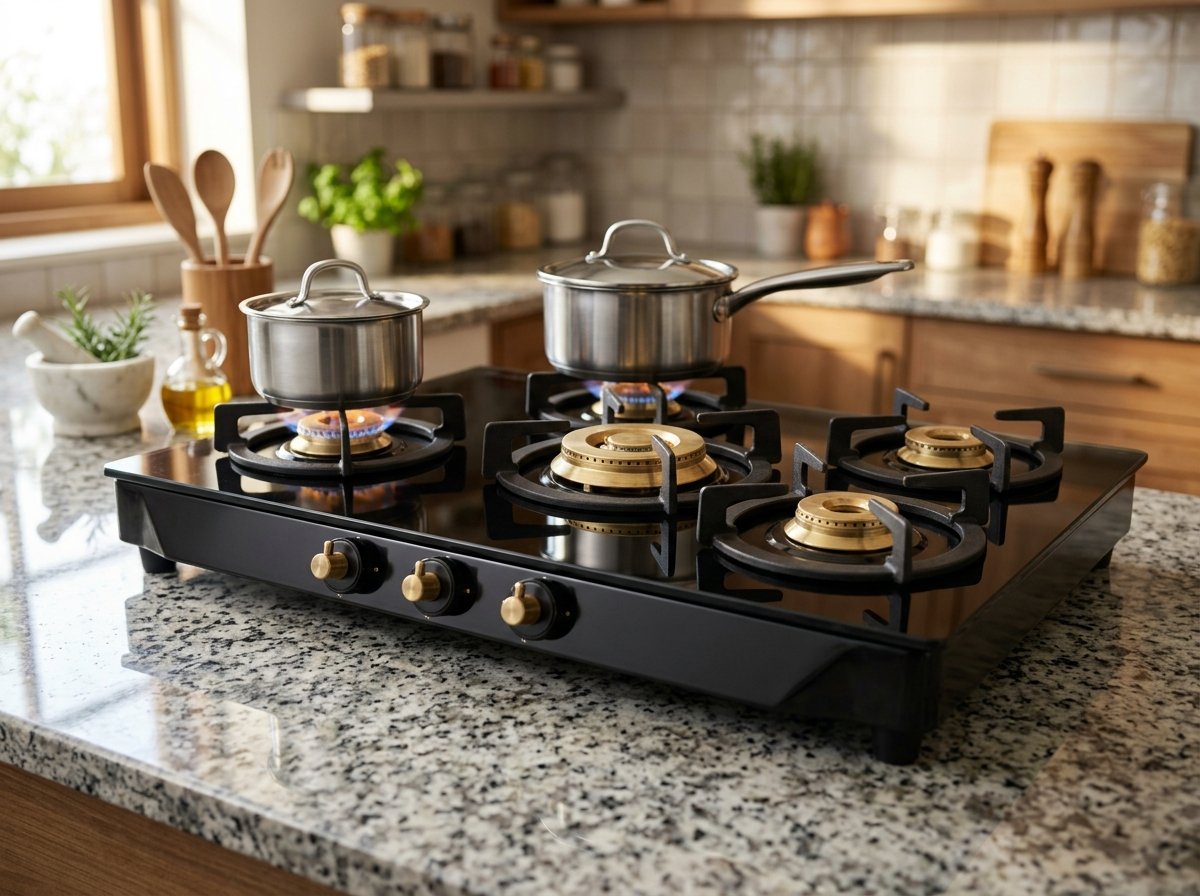 Elica freestanding 3-burner gas stove with black toughened glass